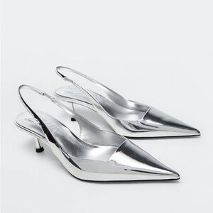 Mango Metallic Slingback Heels